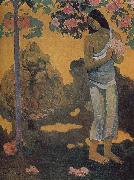 Paul Gauguin Woman holding flowers USA oil painting artist